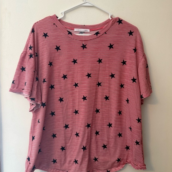 Chris & Carol Tops - Red White and Blue Star Print Women's Top